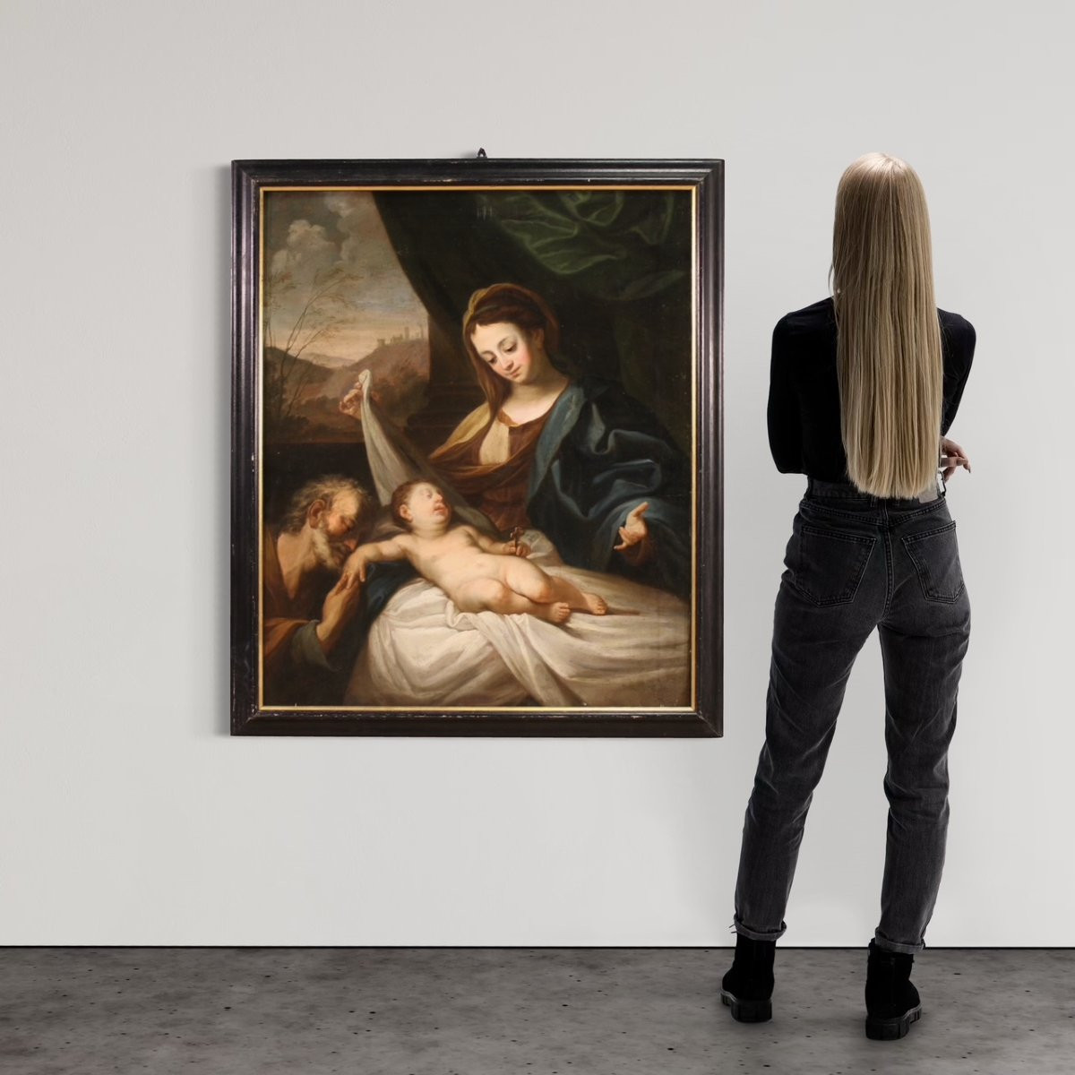 Grande quadro italiano del XVII secolo, Sacra Famiglia-photo-3