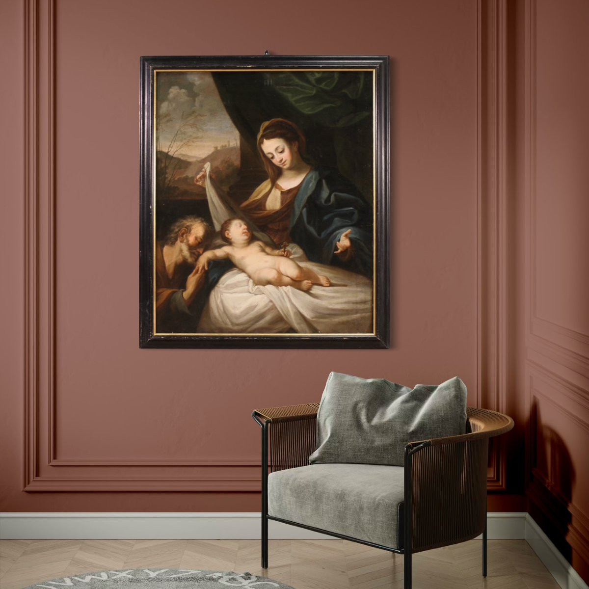 Grande quadro italiano del XVII secolo, Sacra Famiglia-photo-1