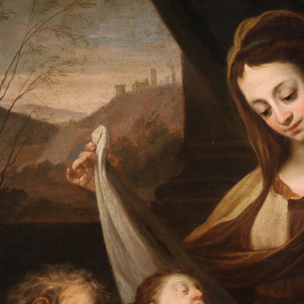 Grande quadro italiano del XVII secolo, Sacra Famiglia-photo-8