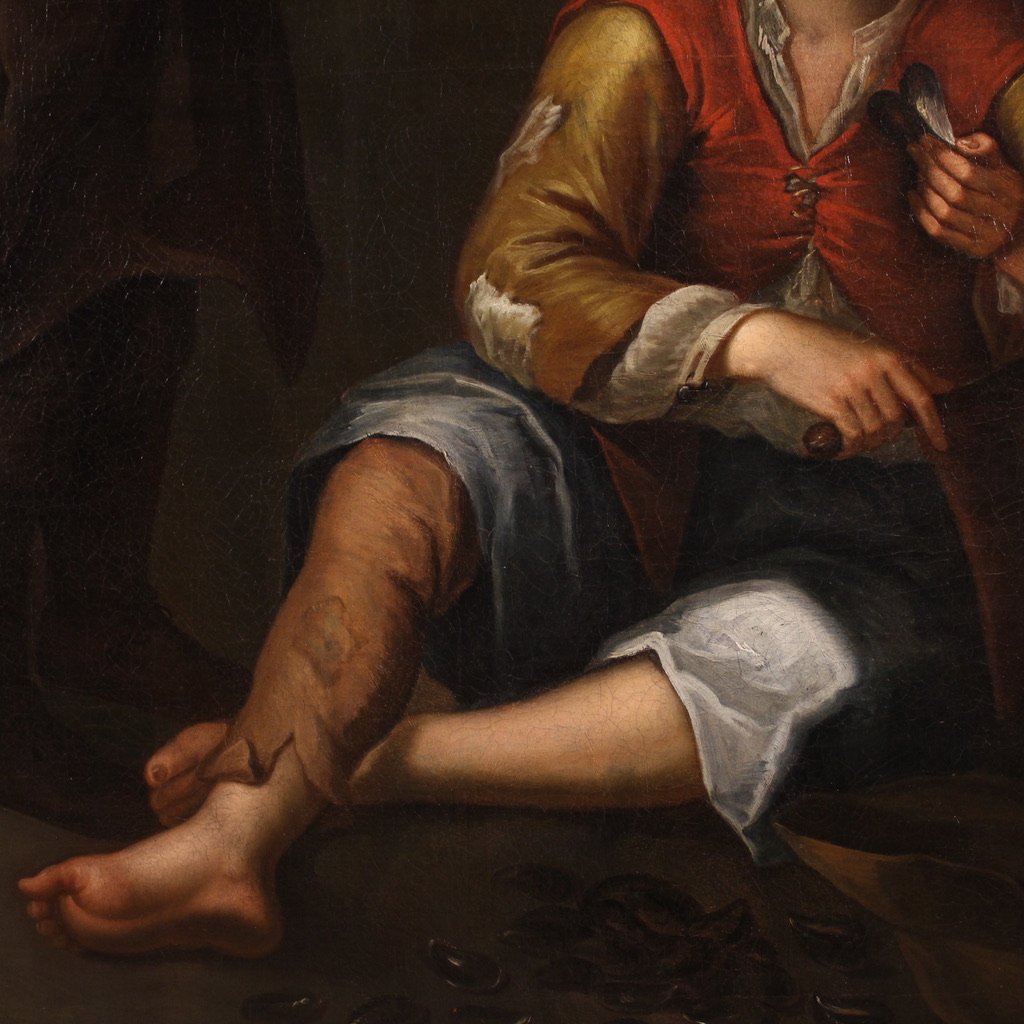 Grande dipinto spagnolo scena di genere del XVIII secolo-photo-8