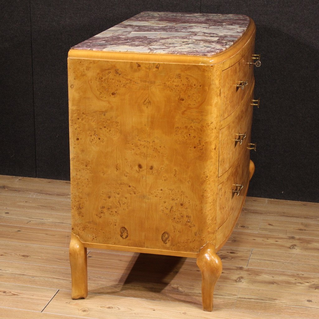 Comò in legno di betulla con piano in marmo del XX secolo-photo-1