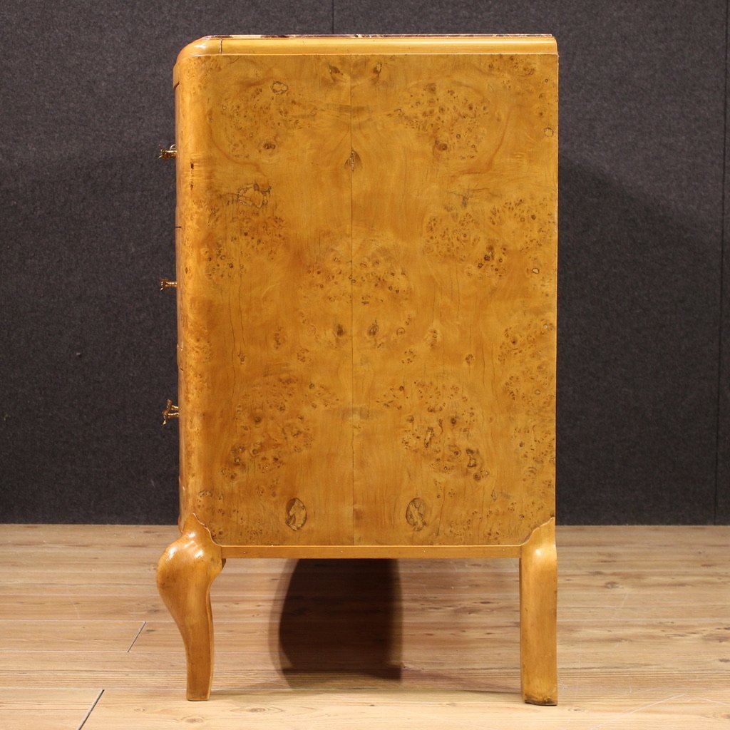 Comò in legno di betulla con piano in marmo del XX secolo-photo-8