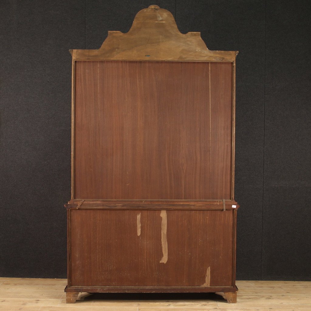 Elegante vetrina olandese intarsiata del XX secolo-photo-4