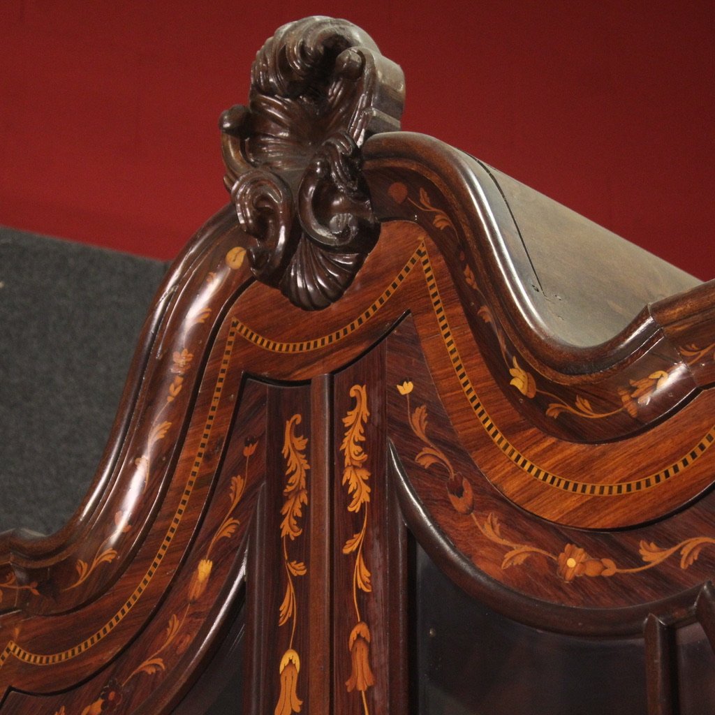 Elegante vetrina olandese intarsiata del XX secolo-photo-7