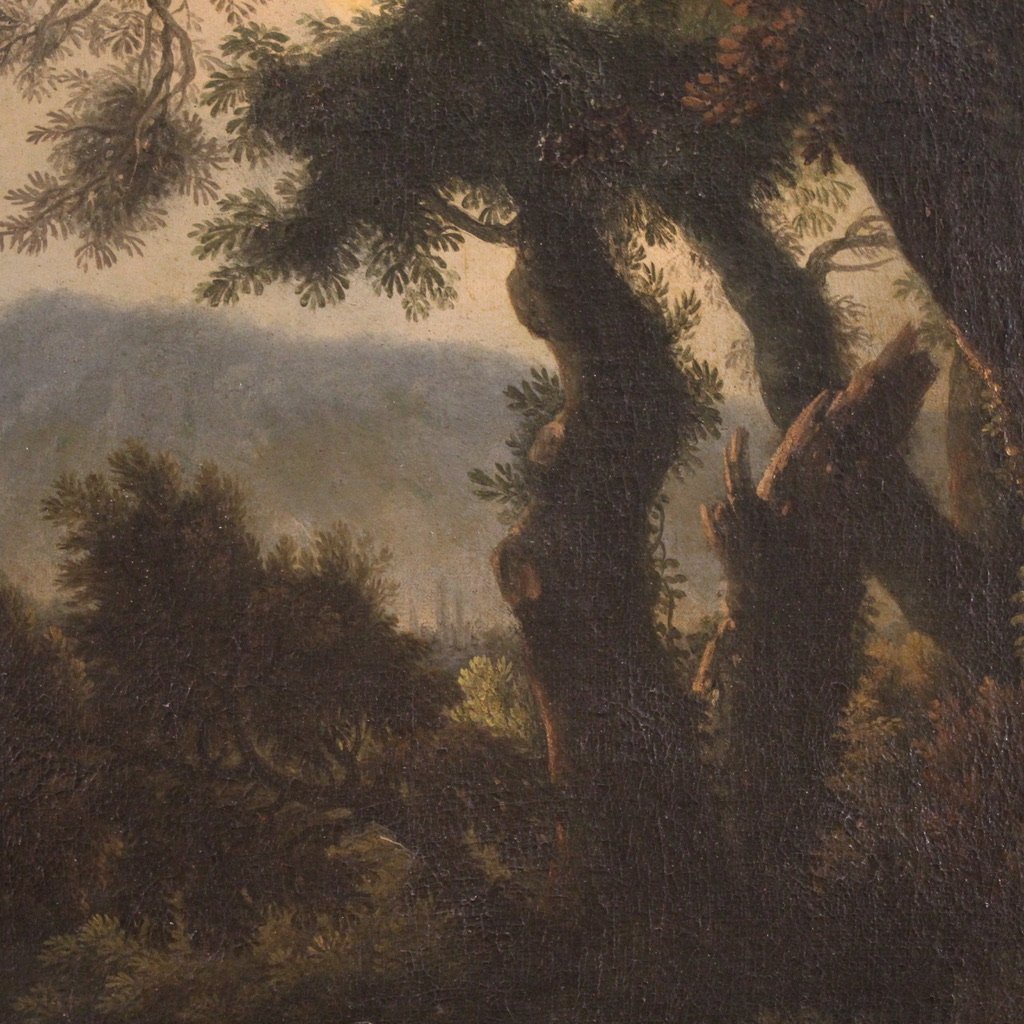 Grande dipinto paesaggio con figure del XVIII secolo-photo-2