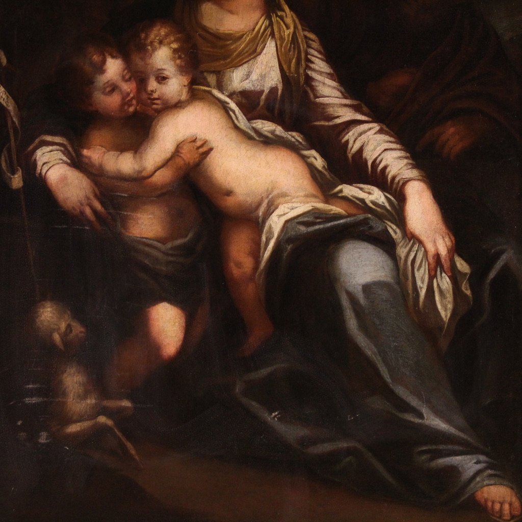 Grande quadro italiano del XVII secolo, Sacra Famiglia con San Giovannino-photo-4