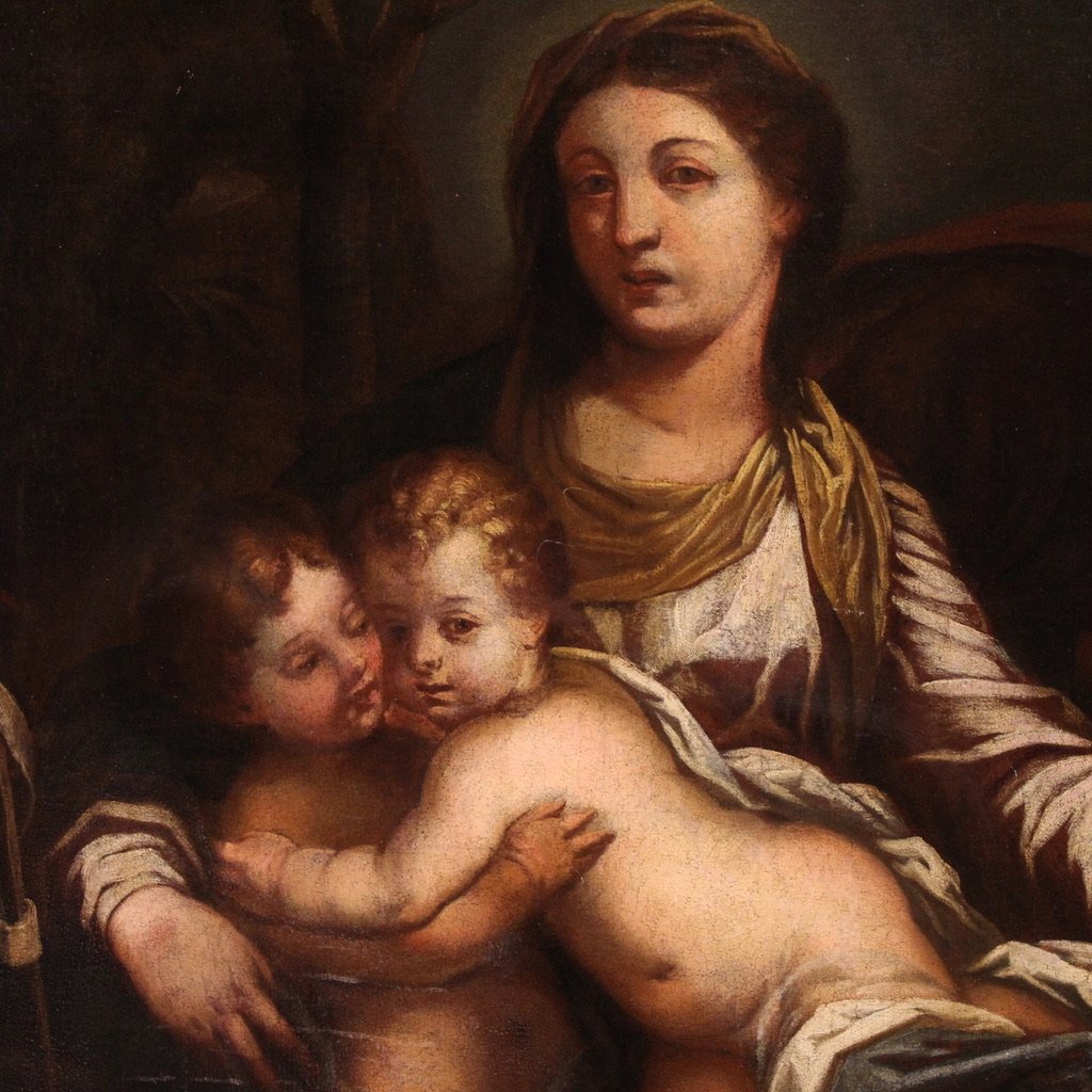 Grande quadro italiano del XVII secolo, Sacra Famiglia con San Giovannino-photo-1