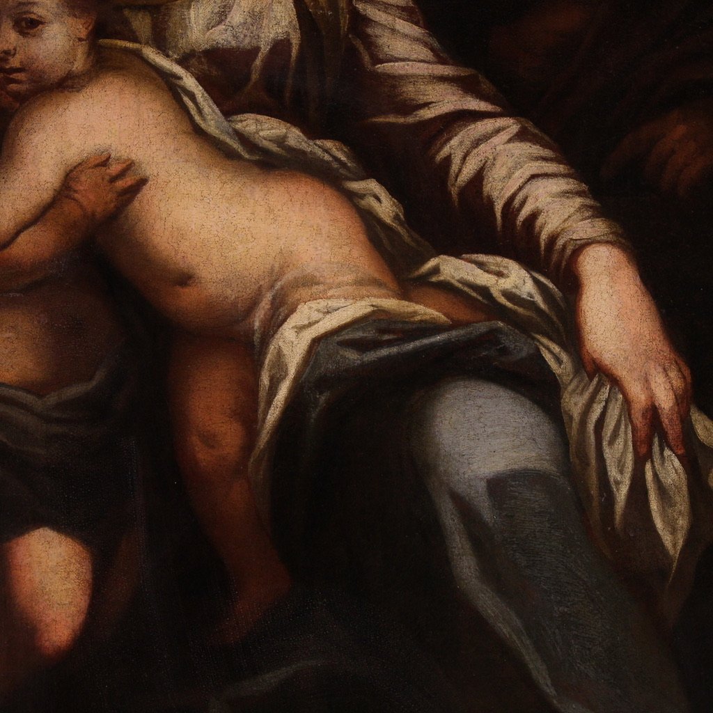 Grande quadro italiano del XVII secolo, Sacra Famiglia con San Giovannino-photo-4