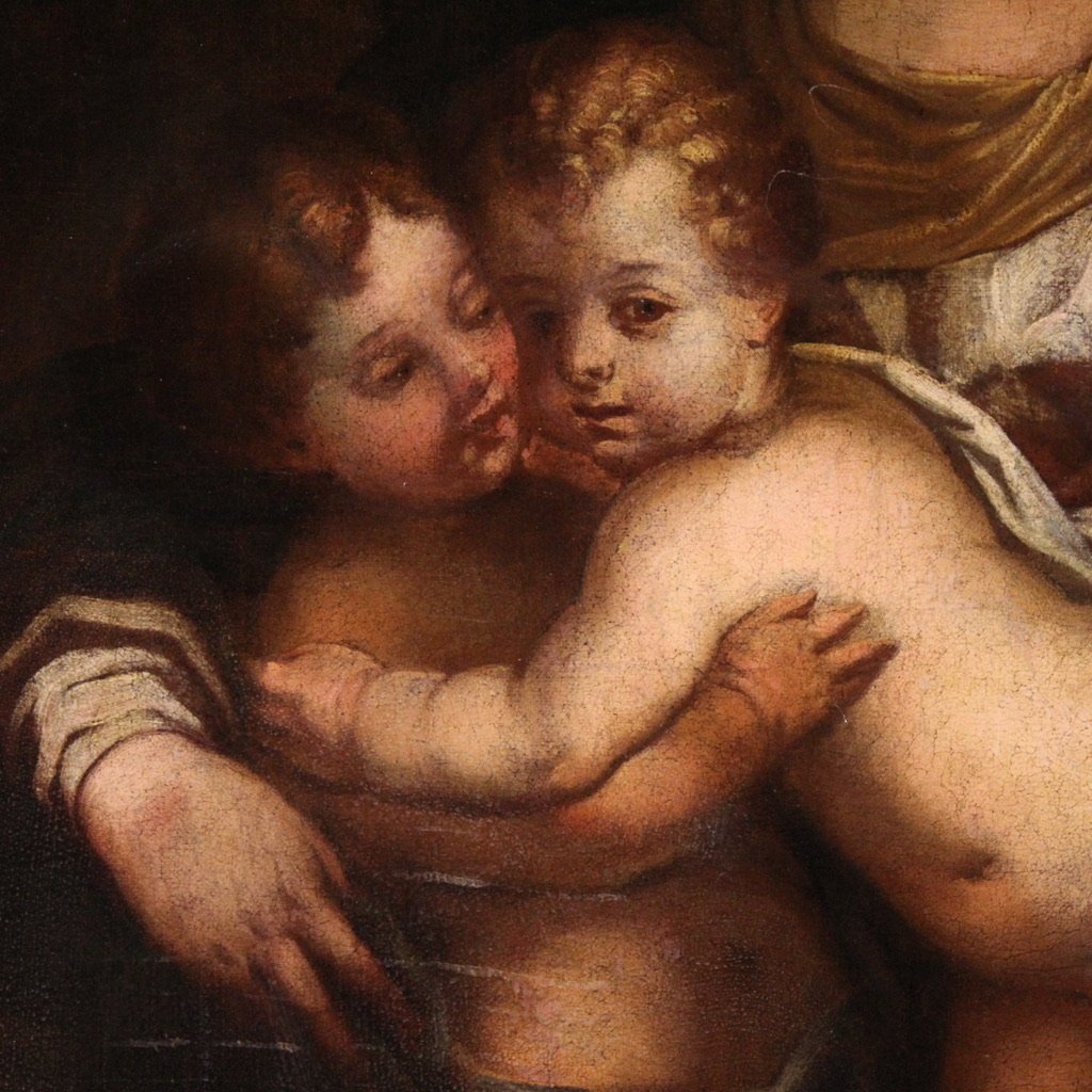 Grande quadro italiano del XVII secolo, Sacra Famiglia con San Giovannino-photo-5