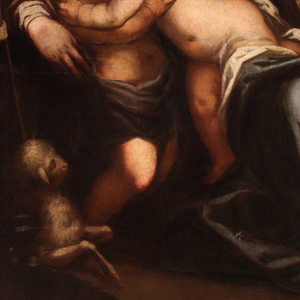 Grande quadro italiano del XVII secolo, Sacra Famiglia con San Giovannino-photo-7