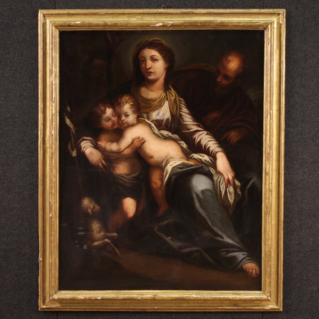 Grande quadro italiano del XVII secolo, Sacra Famiglia con San Giovannino
