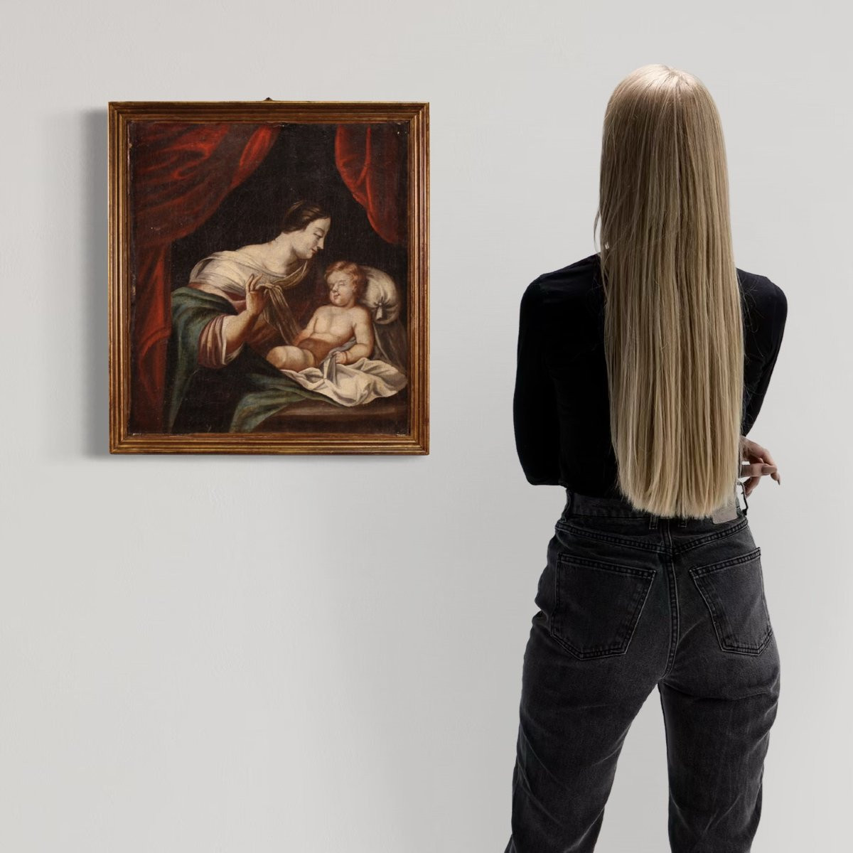 Piccolo quadro religioso del XVIII secolo, Madonna col bambino-photo-3