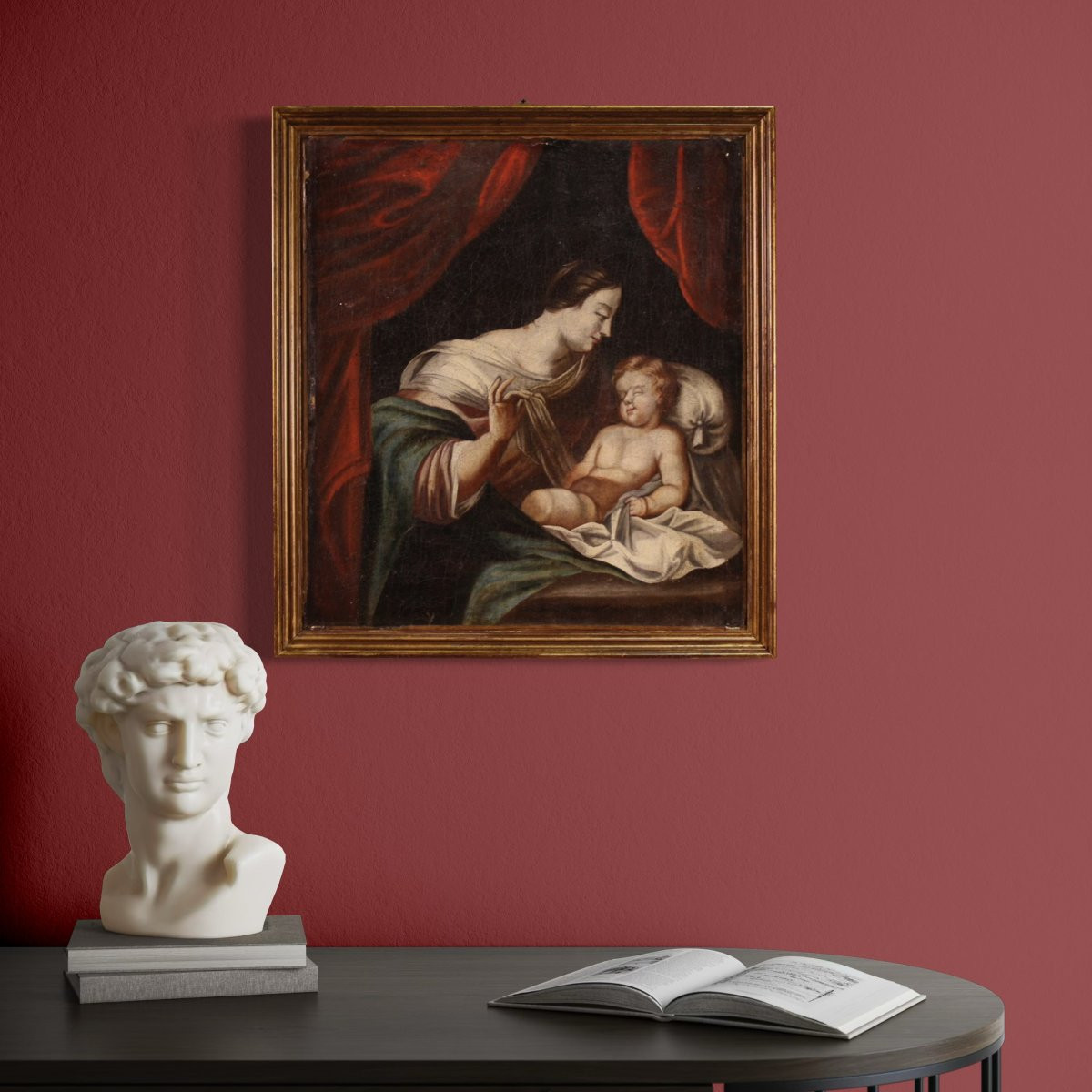 Piccolo quadro religioso del XVIII secolo, Madonna col bambino-photo-3
