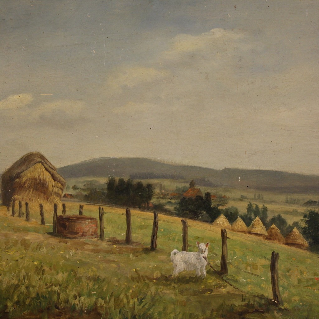 Piccolo dipinto paesaggio firmato del XX secolo