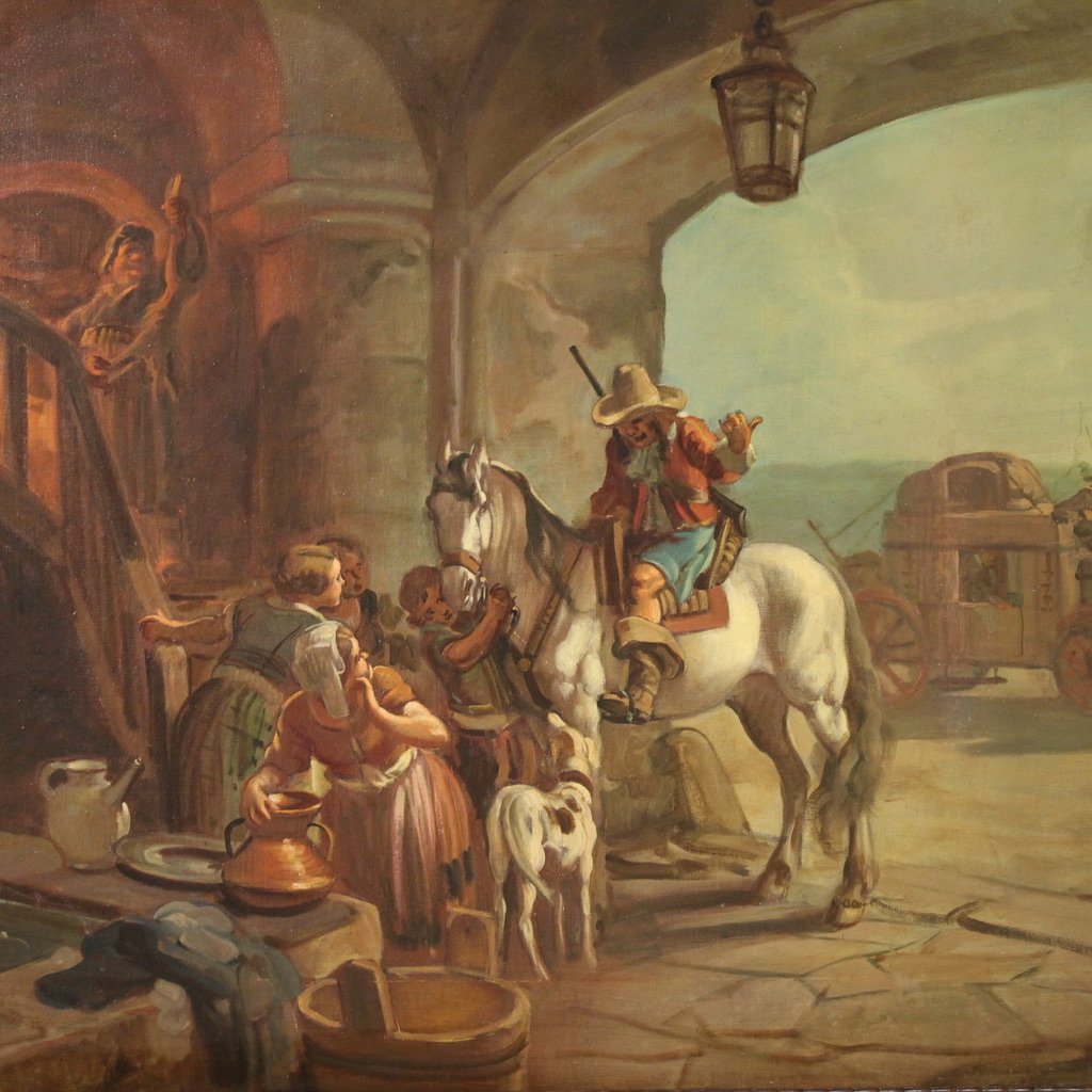 Quadro italiano firmato Mattia Traverso, scena di genere-photo-2