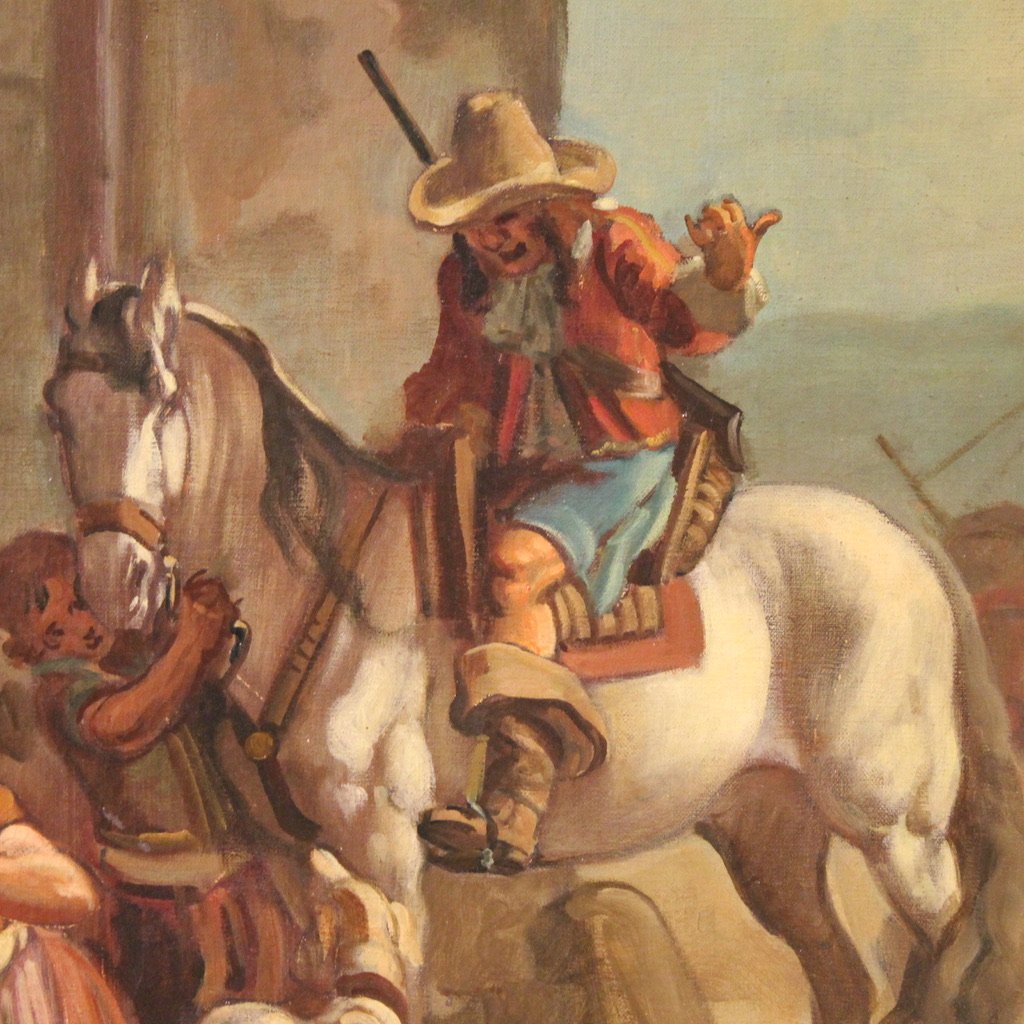 Quadro italiano firmato Mattia Traverso, scena di genere-photo-1