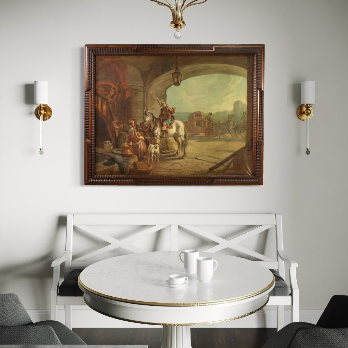 Quadro italiano firmato Mattia Traverso, scena di genere-photo-3