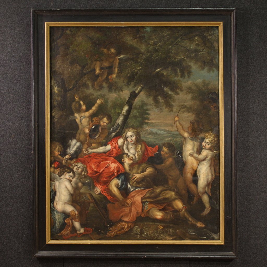 Grande dipinto mitologico del XVII secolo, Allegoria di Venere e Marte-photo-2