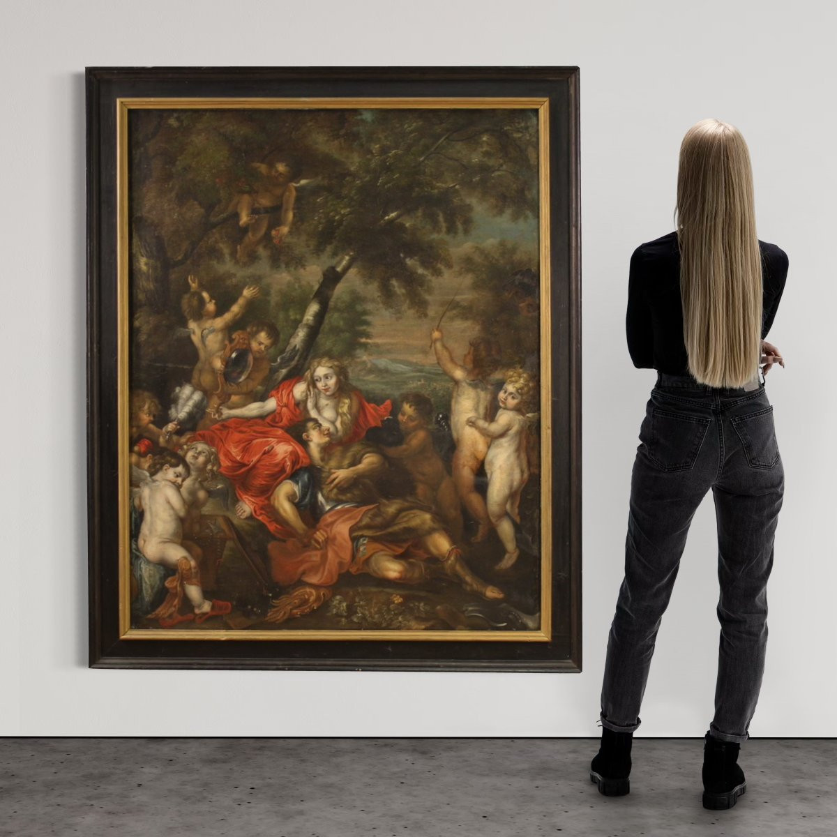 Grande dipinto mitologico del XVII secolo, Allegoria di Venere e Marte-photo-3
