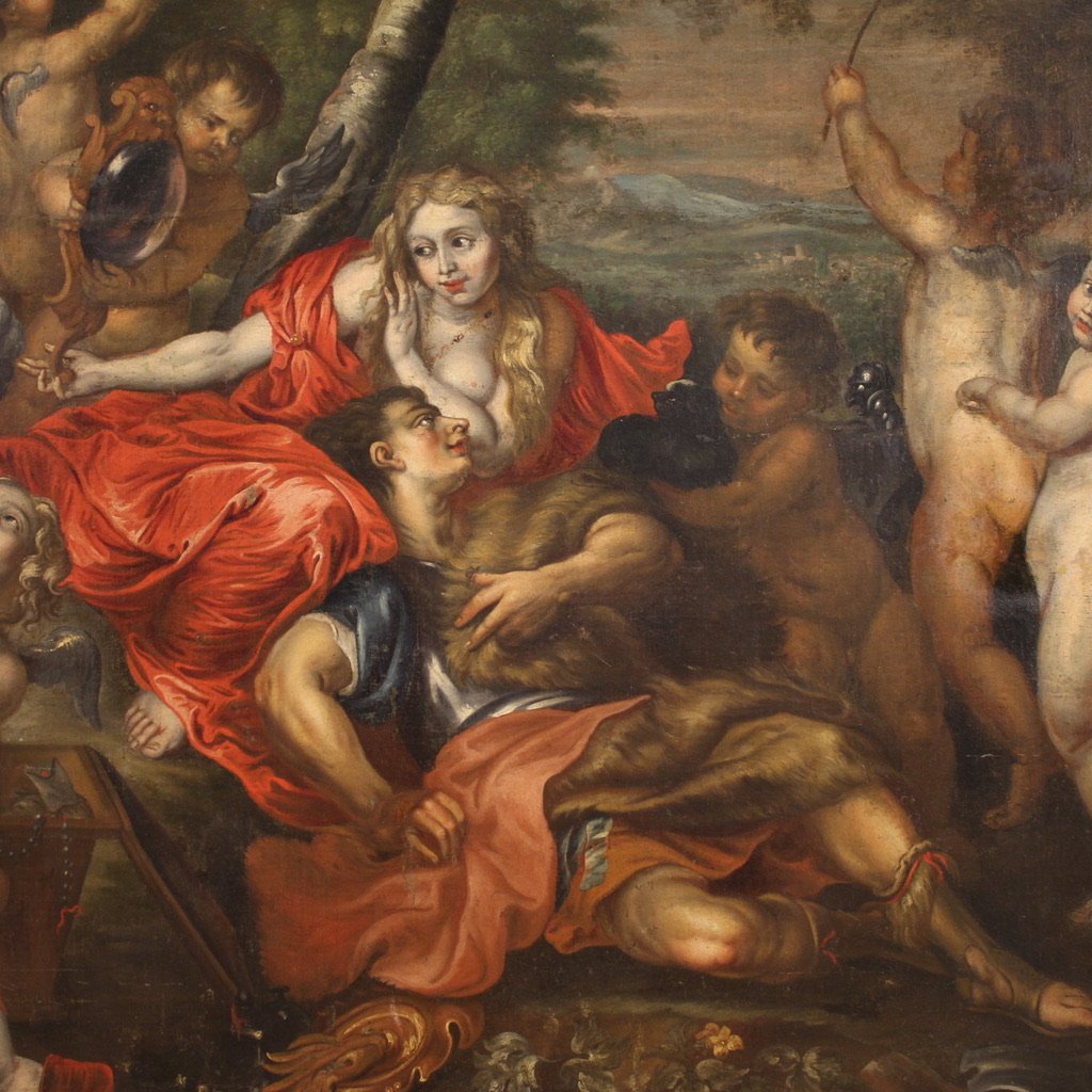 Grande dipinto mitologico del XVII secolo, Allegoria di Venere e Marte-photo-1