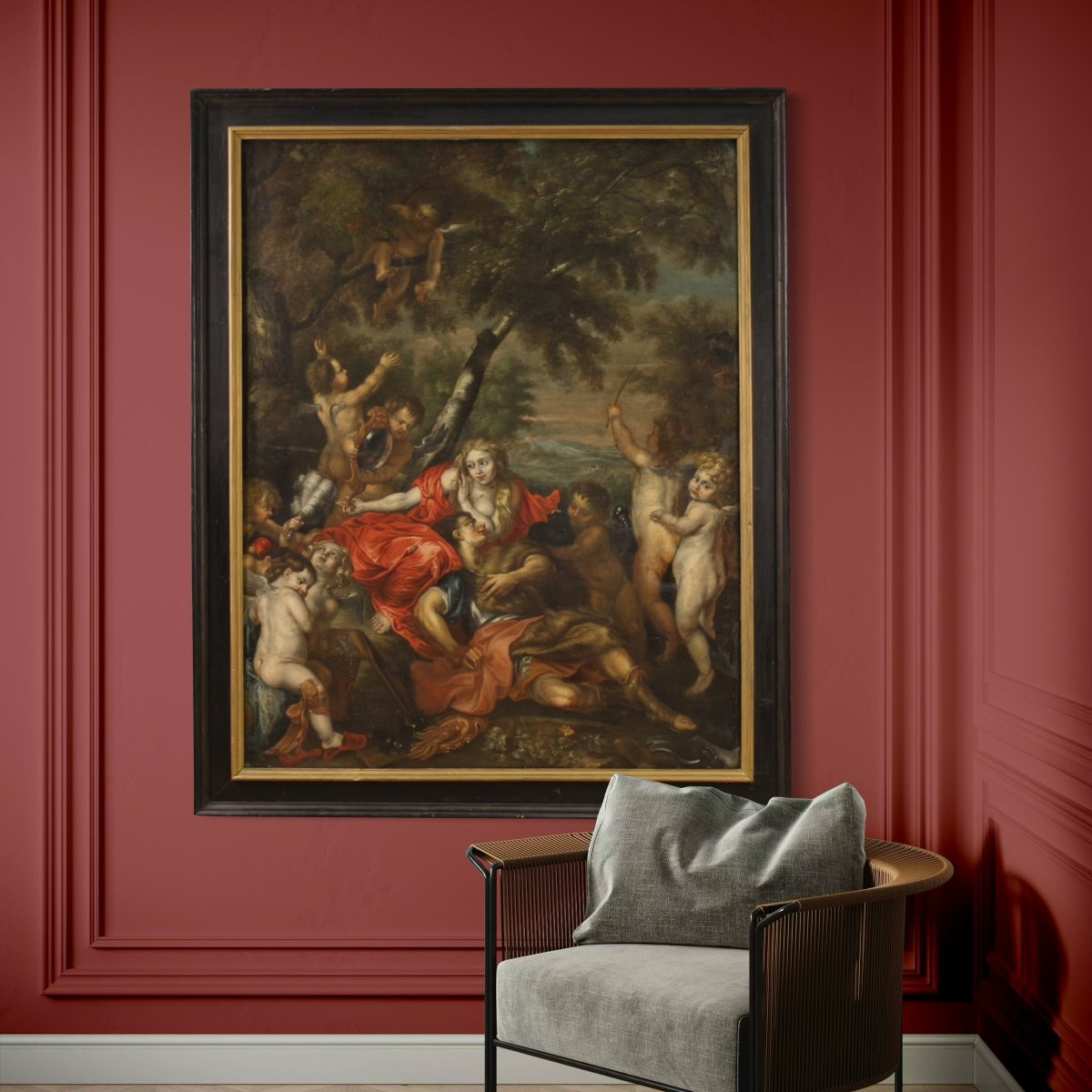 Grande dipinto mitologico del XVII secolo, Allegoria di Venere e Marte-photo-3