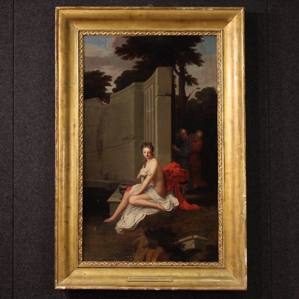 Grande dipinto francese del XVIII secolo, Susanna e i vecchioni-photo-2