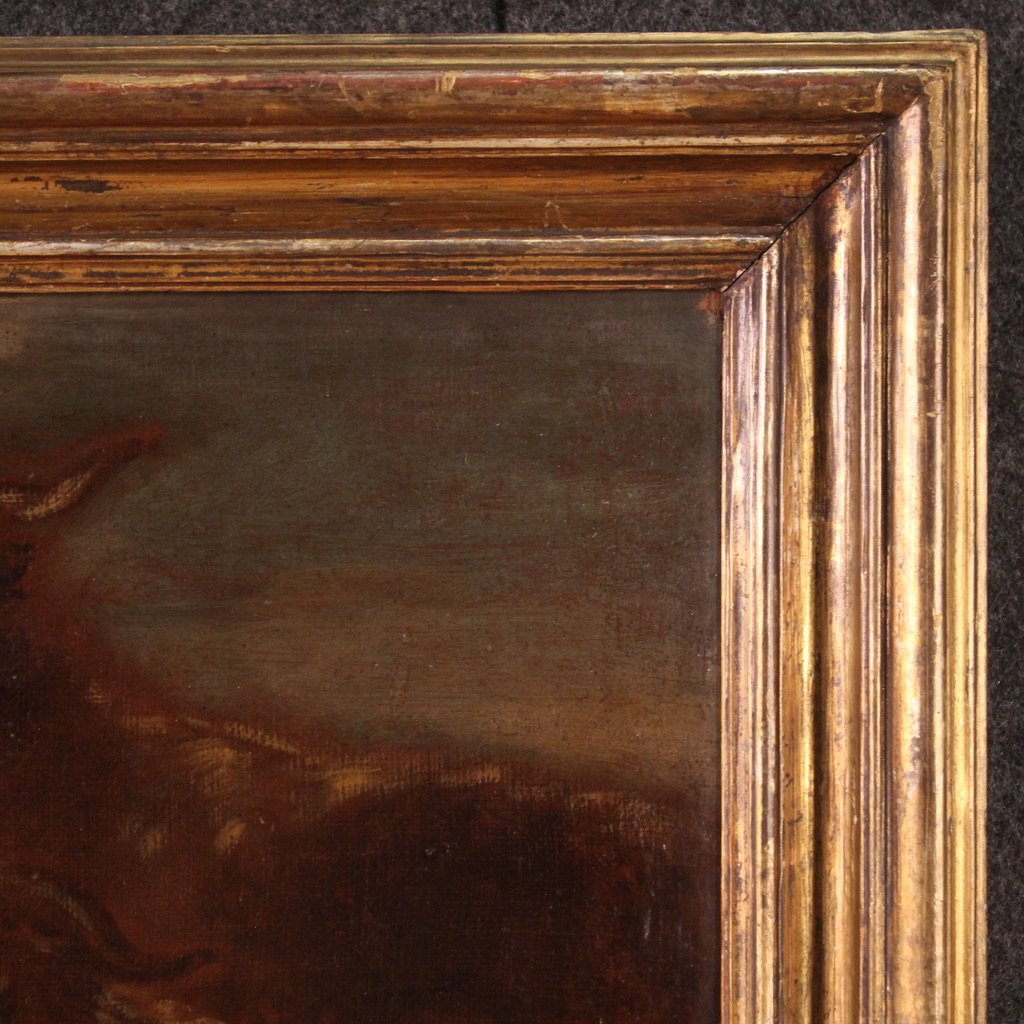 Dipinto italiano del XVII secolo, paesaggio con animali al pascolo-photo-4