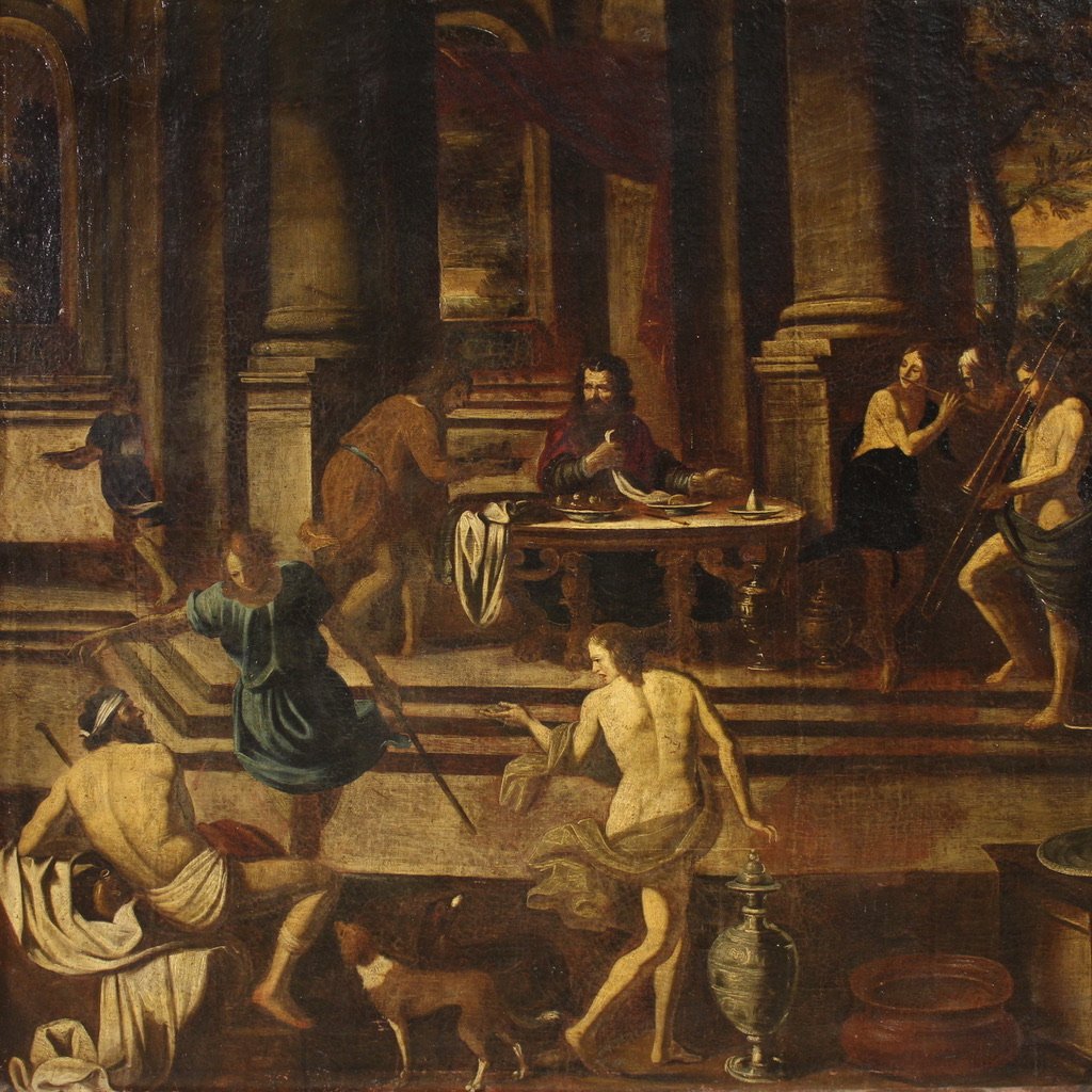 Grande dipinto italiano del XVII secolo, il banchetto di Erode-photo-3