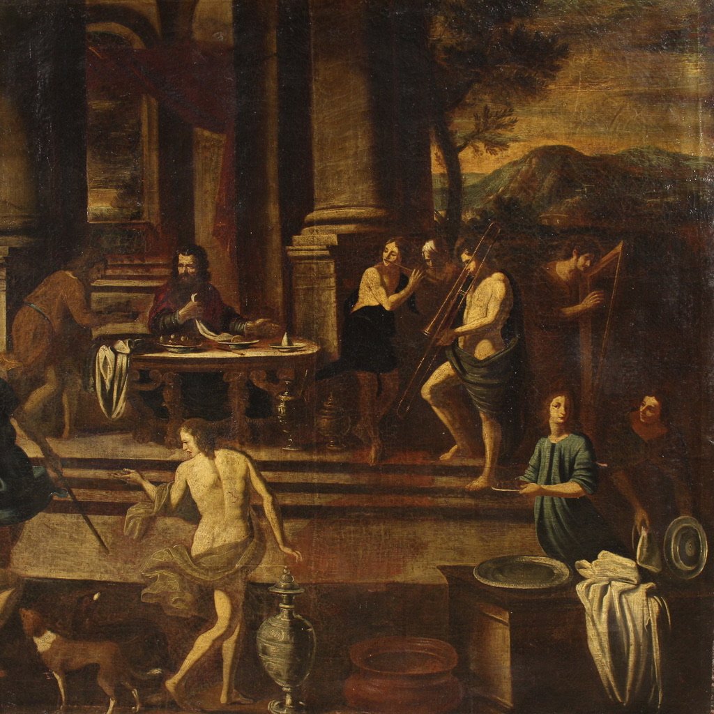 Grande dipinto italiano del XVII secolo, il banchetto di Erode-photo-1