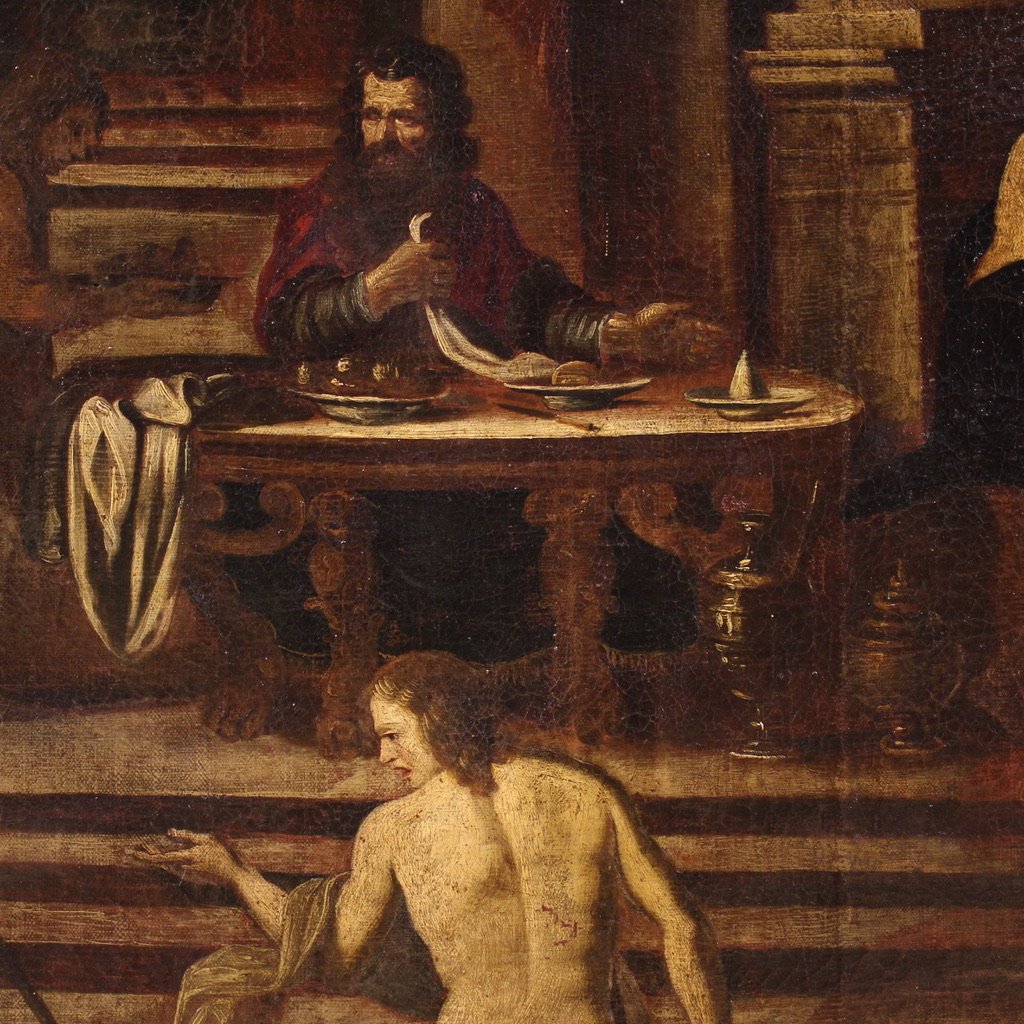 Grande dipinto italiano del XVII secolo, il banchetto di Erode-photo-2