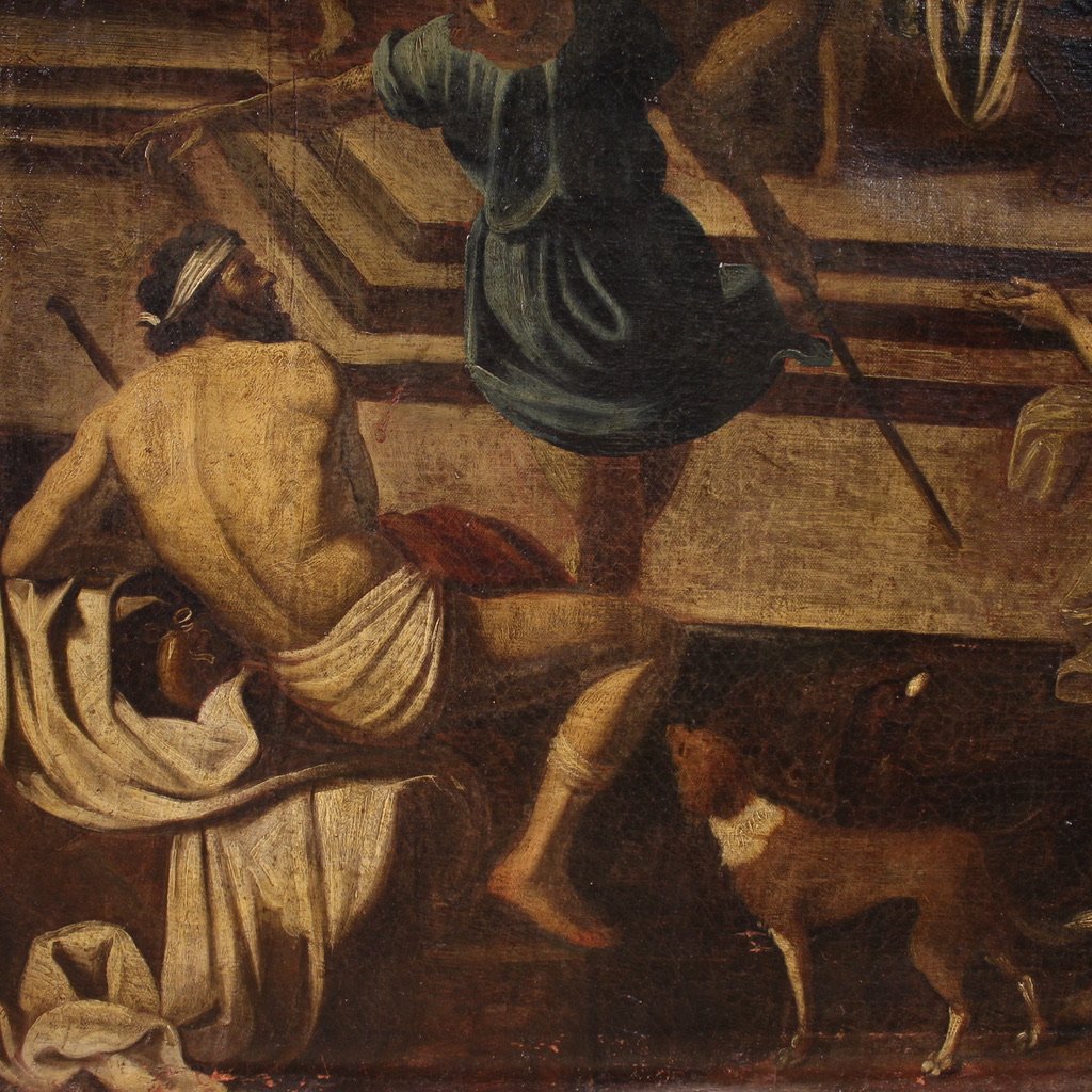 Grande dipinto italiano del XVII secolo, il banchetto di Erode-photo-3