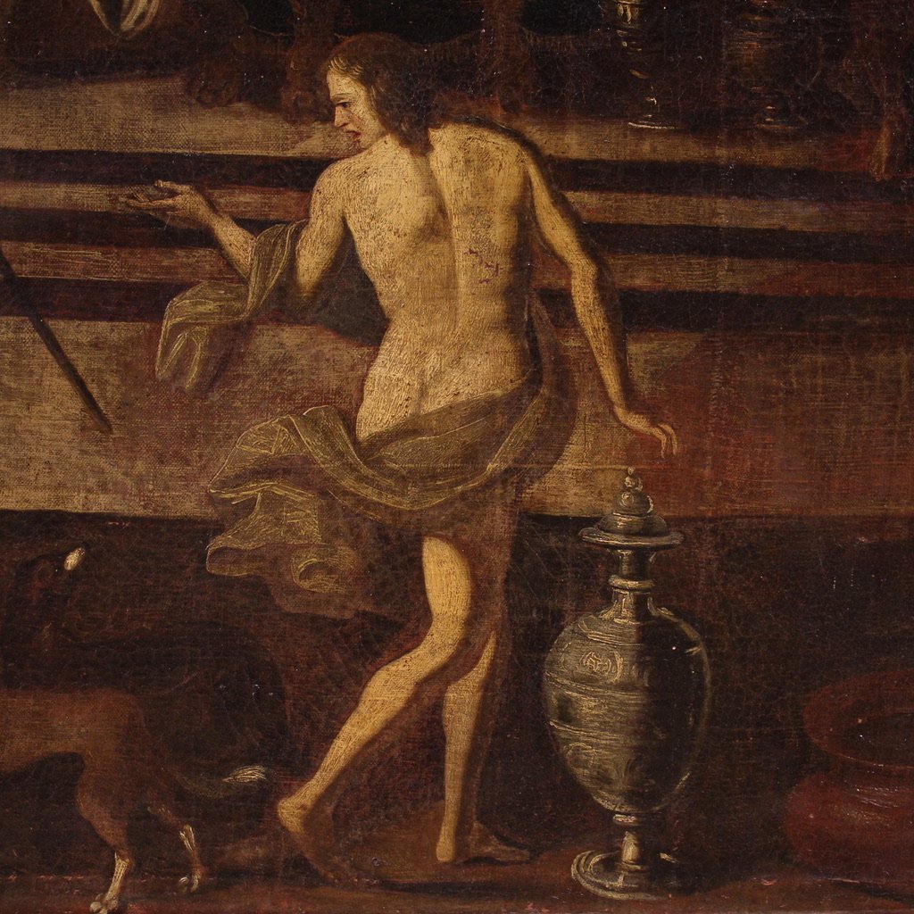 Grande dipinto italiano del XVII secolo, il banchetto di Erode-photo-6