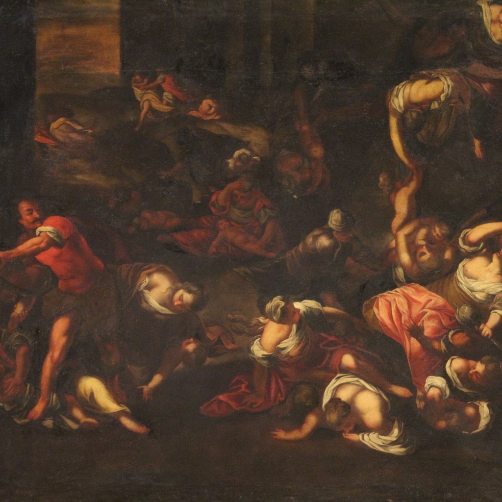Antico dipinto religioso del XVII secolo, la strage degli innocenti-photo-3