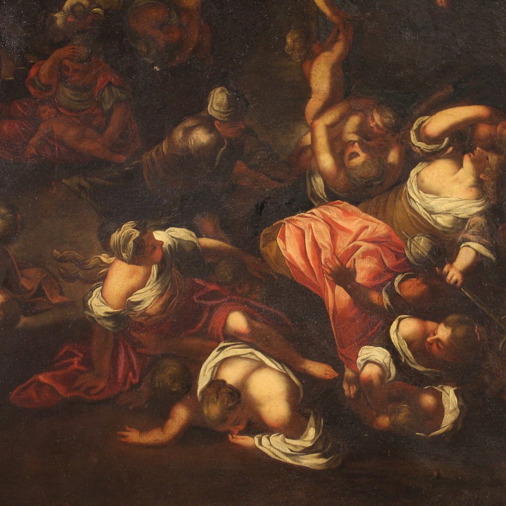 Antico dipinto religioso del XVII secolo, la strage degli innocenti-photo-4