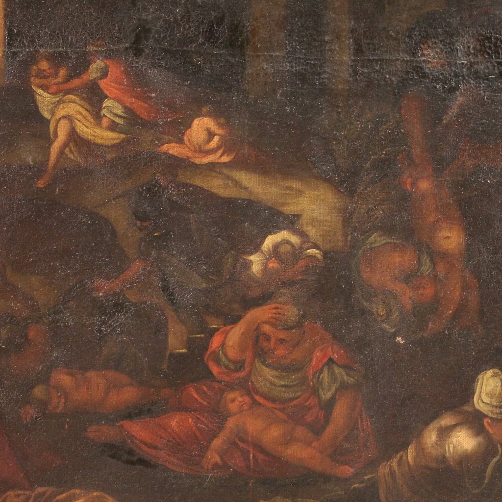 Antico dipinto religioso del XVII secolo, la strage degli innocenti-photo-8