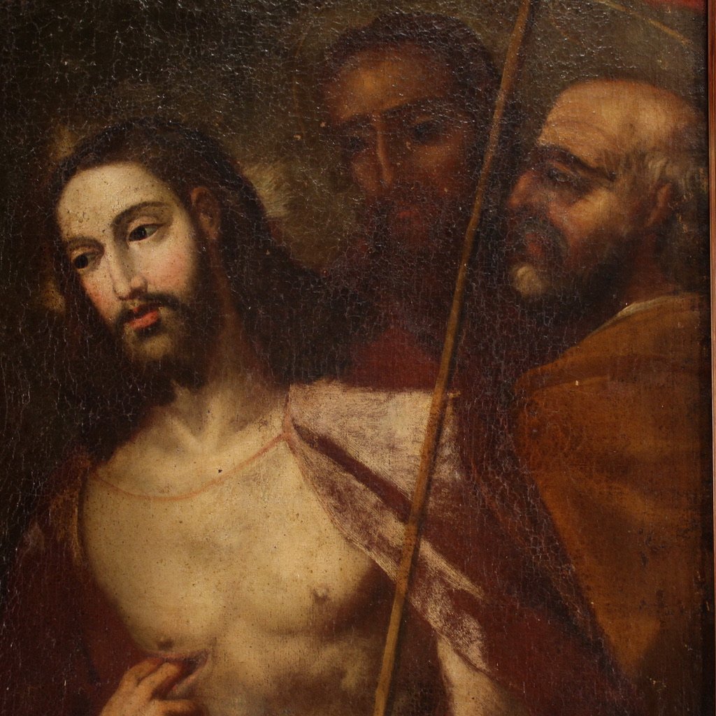 Grande dipinto italiano del XVII secolo, l'incredulità di San Tommaso-photo-5