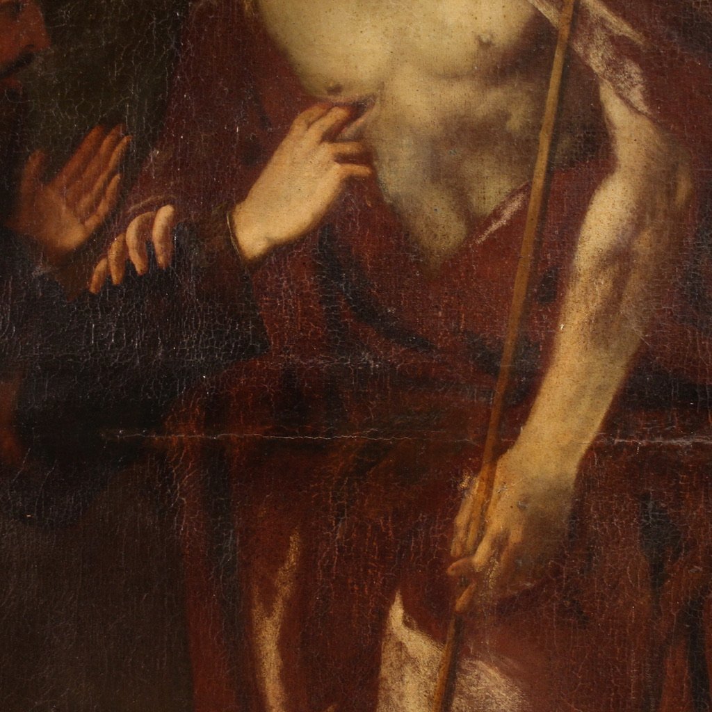 Grande dipinto italiano del XVII secolo, l'incredulità di San Tommaso-photo-7