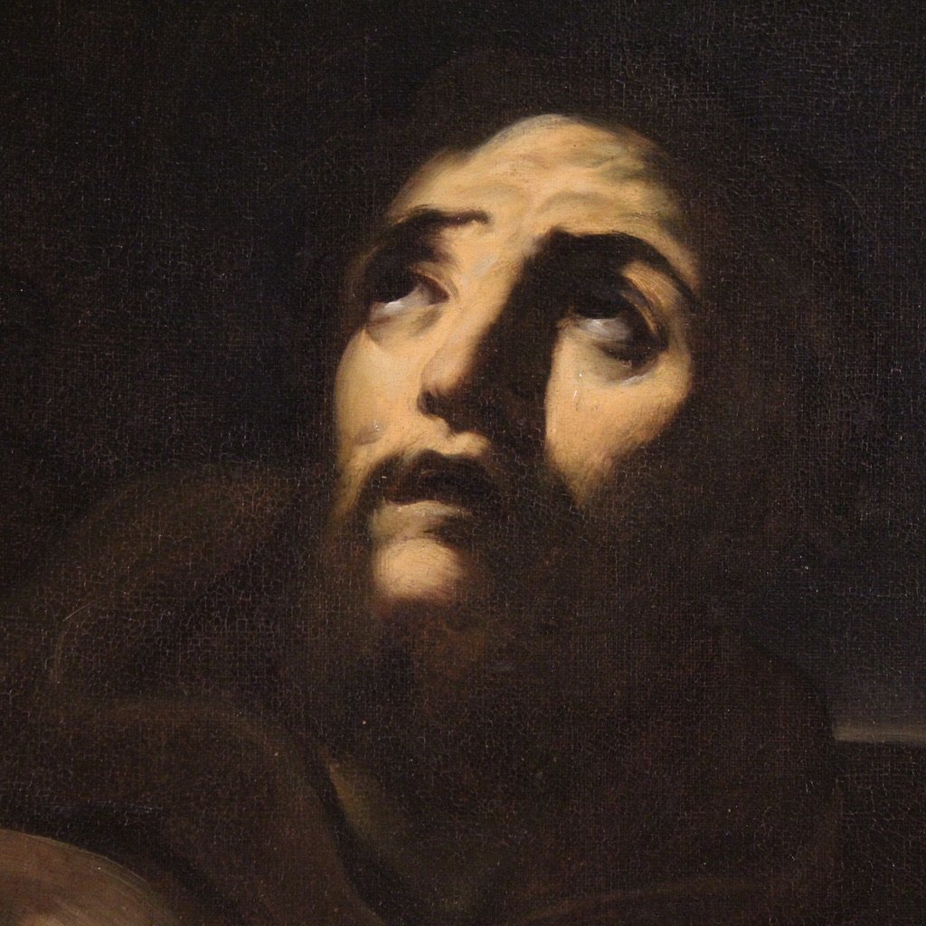 Antico quadro italiano del XVII secolo, San Francesco d'Assisi-photo-4