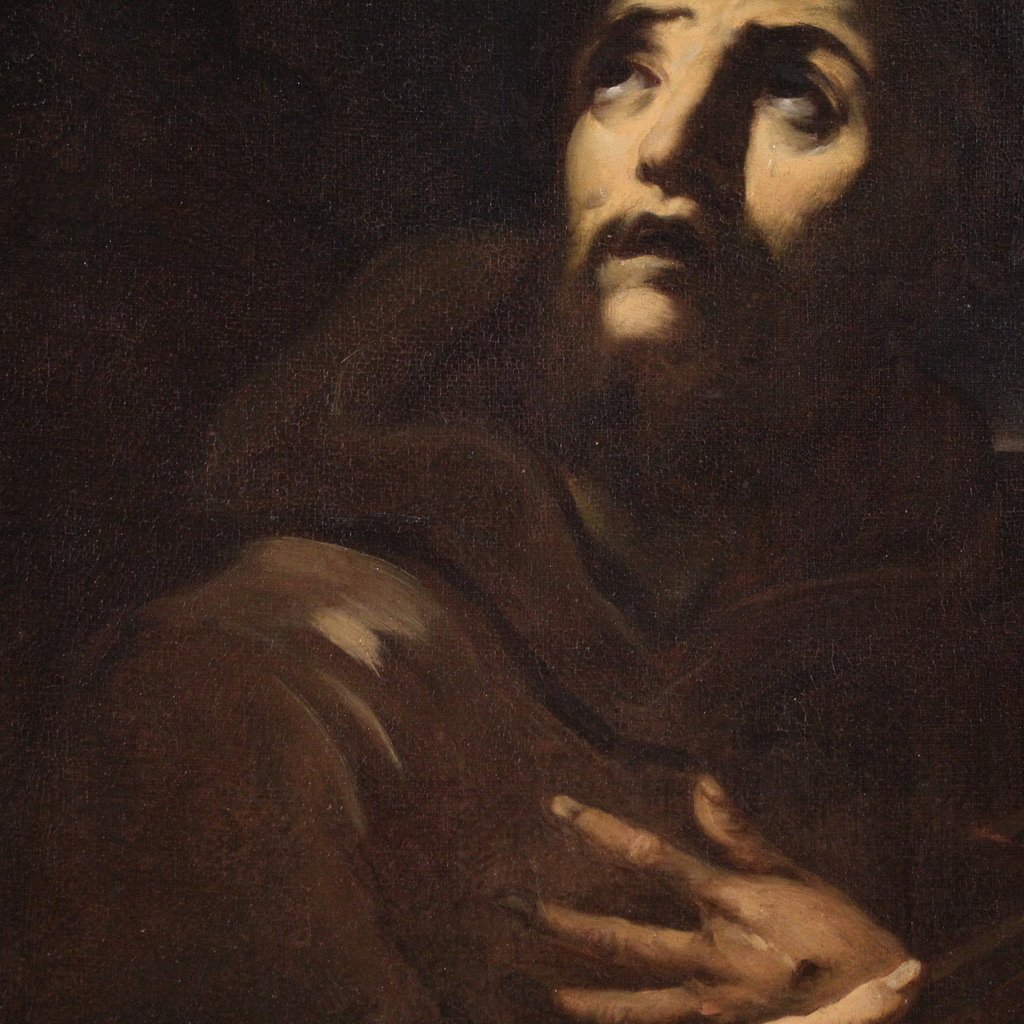Antico quadro italiano del XVII secolo, San Francesco d'Assisi-photo-5