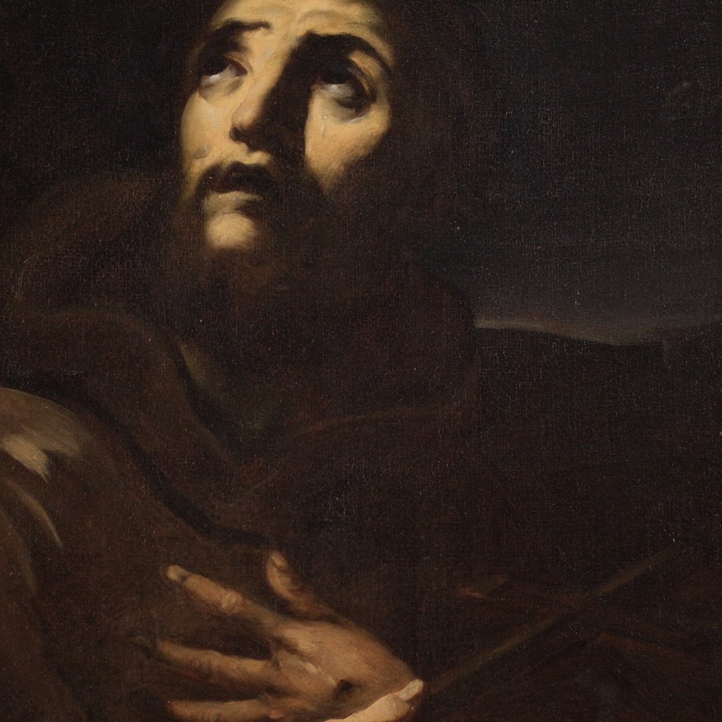 Antico quadro italiano del XVII secolo, San Francesco d'Assisi-photo-7