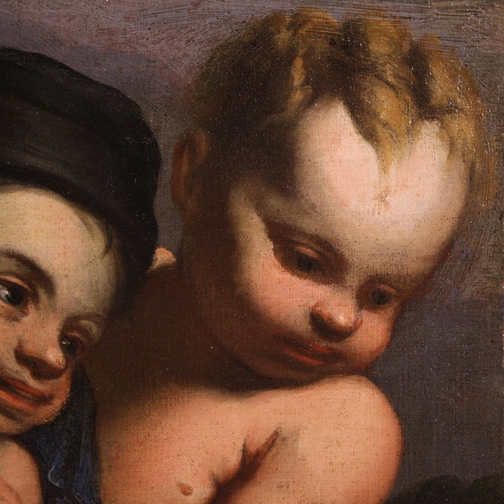 Dipinto italiano antico giochi di putti del XVII secolo-photo-6