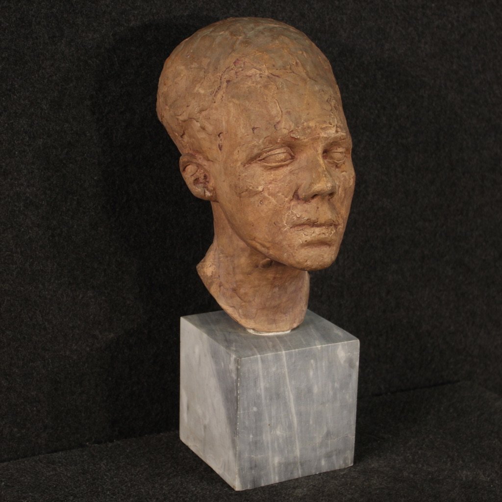 Scultura italiana in terracotta con base in marmo-photo-3