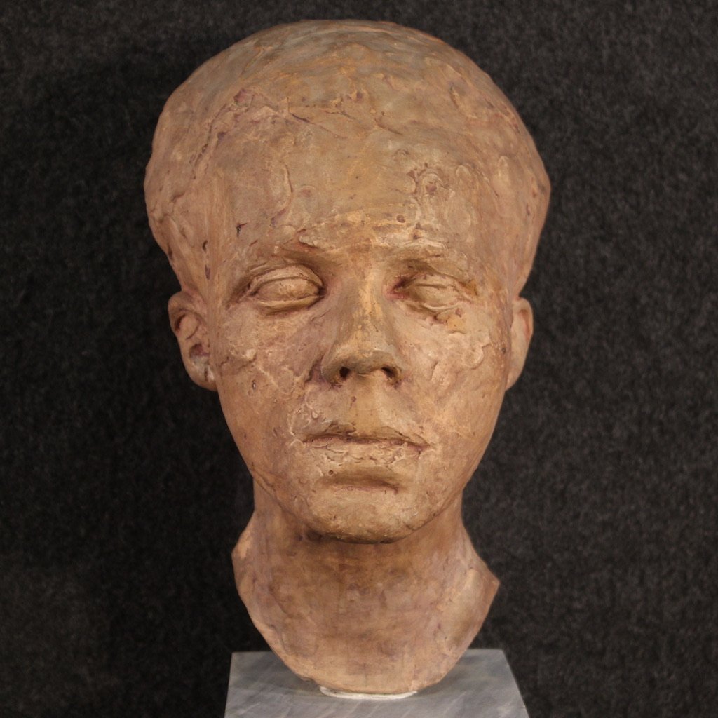 Scultura italiana in terracotta con base in marmo-photo-4