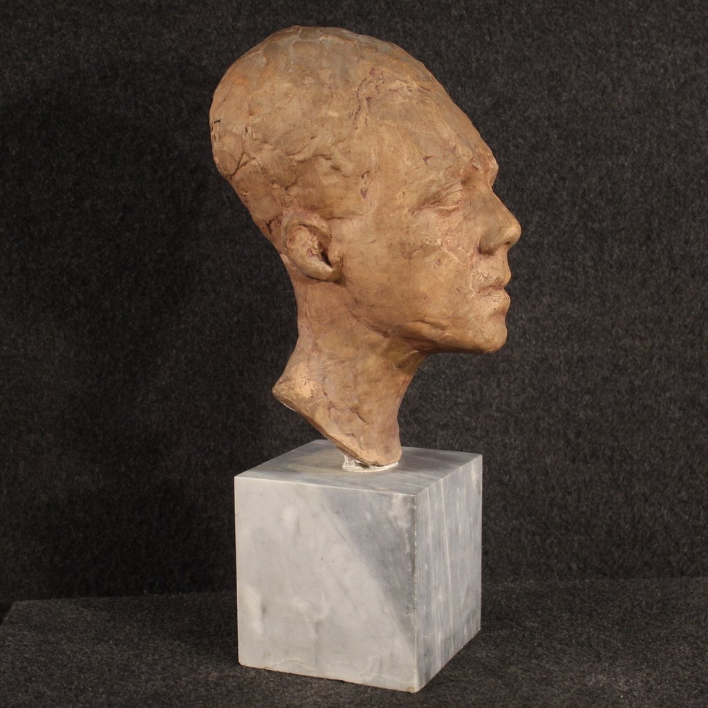 Scultura italiana in terracotta con base in marmo-photo-1