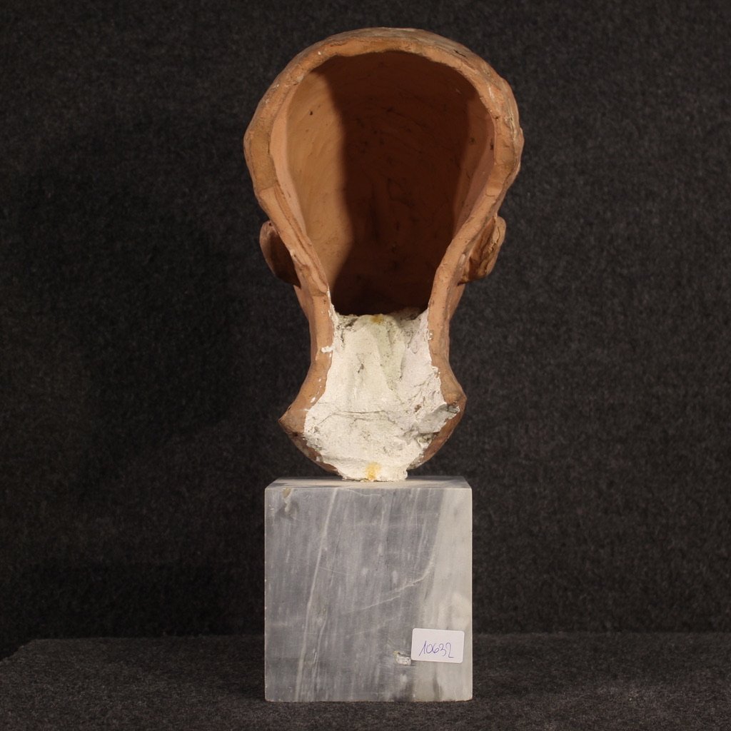 Scultura italiana in terracotta con base in marmo-photo-2