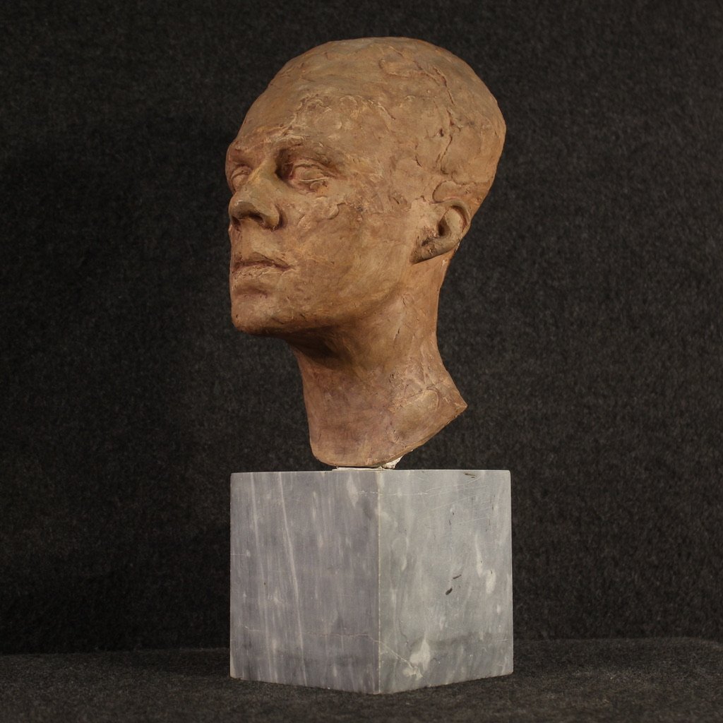 Scultura italiana in terracotta con base in marmo-photo-3