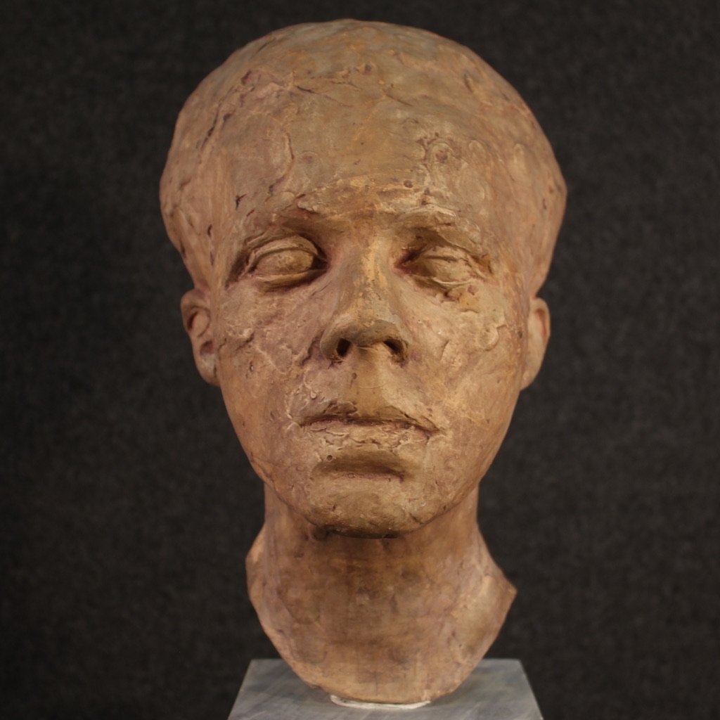 Scultura italiana in terracotta con base in marmo-photo-4