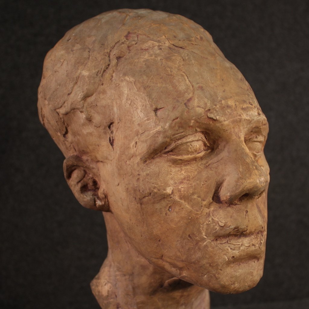 Scultura italiana in terracotta con base in marmo-photo-5