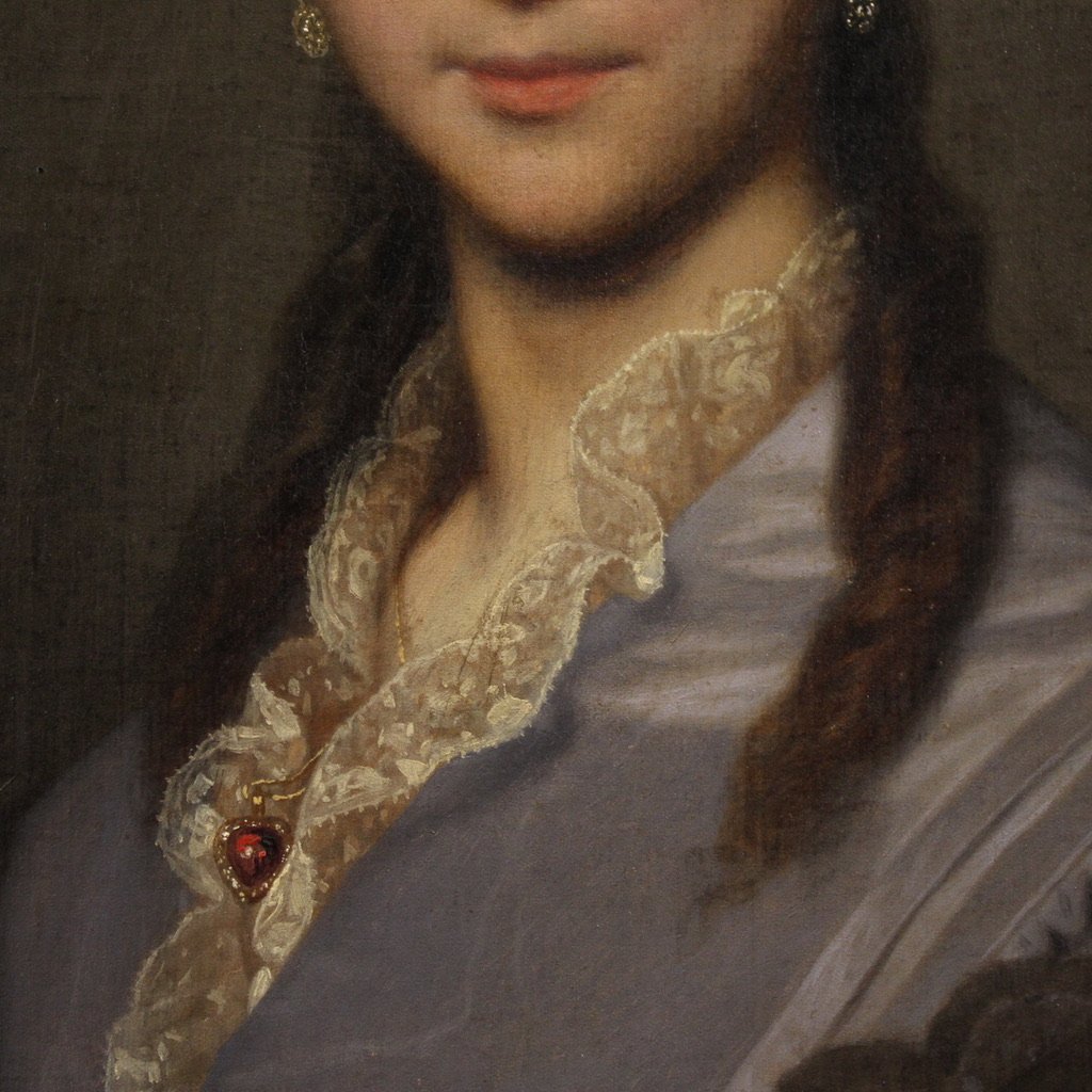 Dipinto ritratto di dama firmato Johann Grund e datato 1869-photo-7