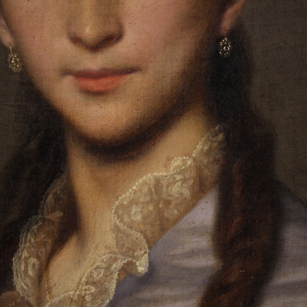 Dipinto ritratto di dama firmato Johann Grund e datato 1869-photo-8